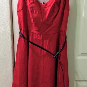 Torrid Retro Chic Ruby Red Sretch Pinup Swing Dress Sz 16 GUC with Original Belt